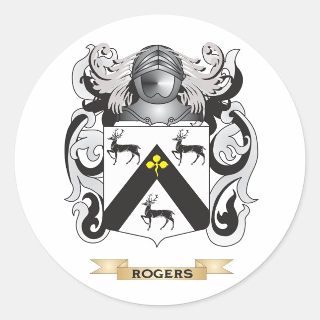 Rogers Coat of Arms (Family Crest) Classic Round Sticker (Front)