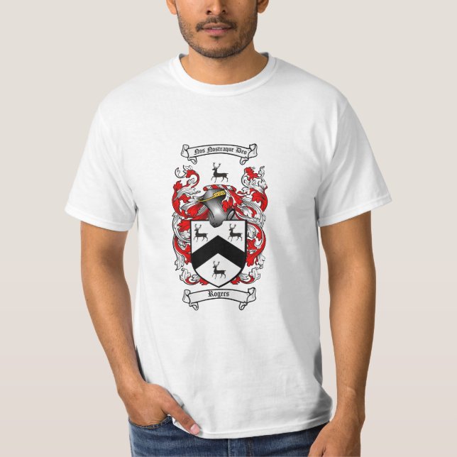 Rogers Family Crest - Rogers Coat of Arms T-Shirt (Front)