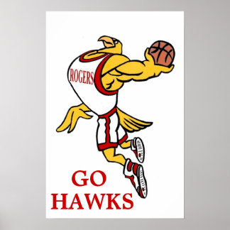 Rogers GHawk Basketball Mascot Poster - Tall