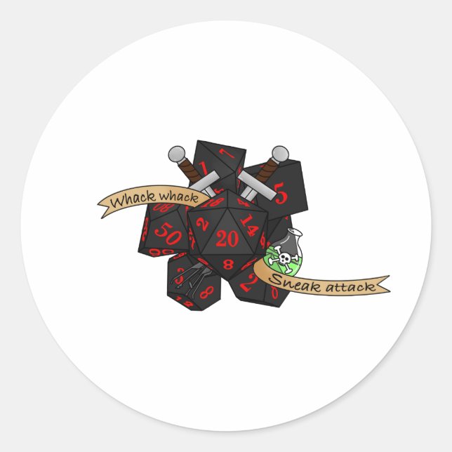 Rogue Dice Design Classic Round Sticker (Front)