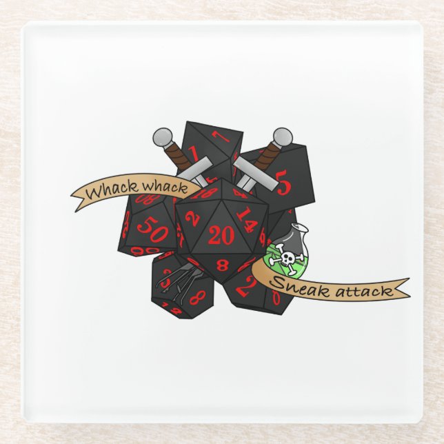 Rogue Dice Design Glass Coaster (Front)