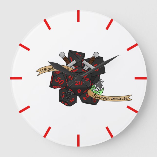 Rogue Dice Design Large Clock (Front)