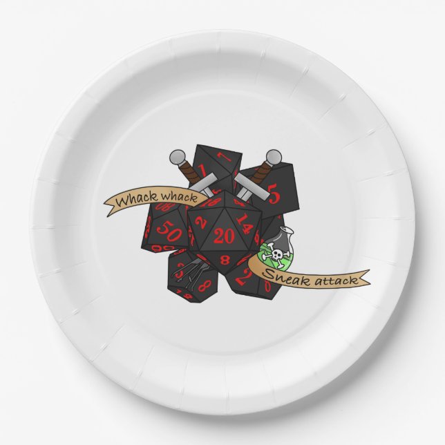 Rogue Dice Design Paper Plate (Front)