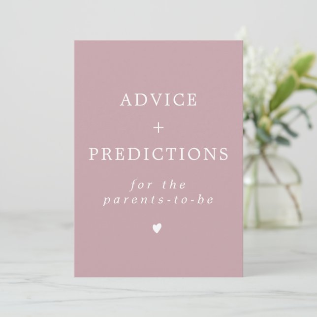 ROGUE Dusty Blush Pink Advice & Predictions Sign Invitation (Standing Front)