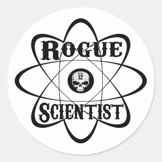 rogue scientist classic round sticker (Front)