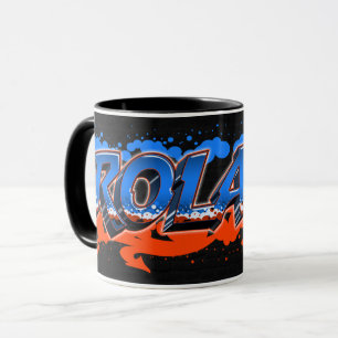 Roland Vorname Name Graffiti blue orange Tasse Mug