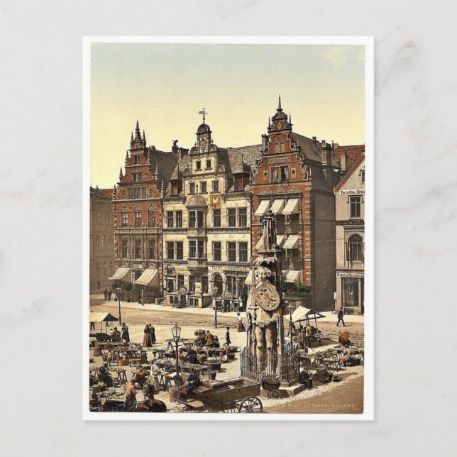 Roland's Monument, Bremen, Germany rare Photochrom Postcard (Front)
