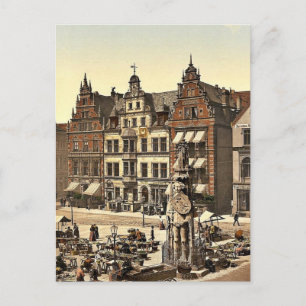 Roland's Monument, Bremen, Germany rare Photochrom Postcard