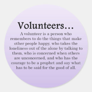 Role of Volunteers Classic Round Sticker