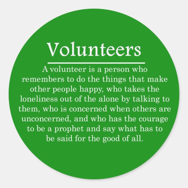 Role of Volunteers Classic Round Sticker (Front)