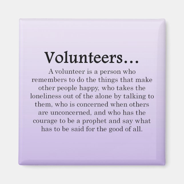 Role of Volunteers Magnet (Front)