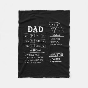 Roleplaying Dice Gamer Dragon Dad Stat Skills Wiel Fleece Blanket