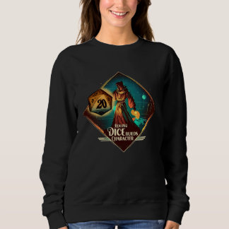 Roleplaying or boardgame fantasyfigure with D20 di Sweatshirt