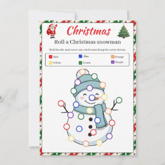 Roll a Christmas Snowman Game | Holiday Dice Game Invitation