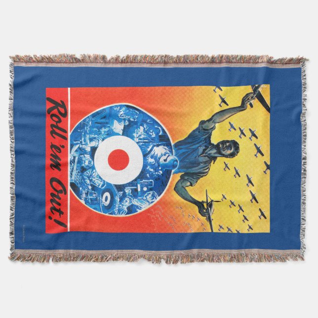 Roll 'em Out Royal Canadian Air Force Throw Blanket (Front)