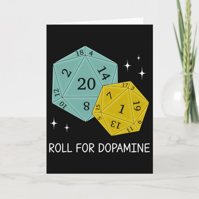 Roll For Dopamine Dnd Neurodiversity D20 Dice Auti Card (Front)