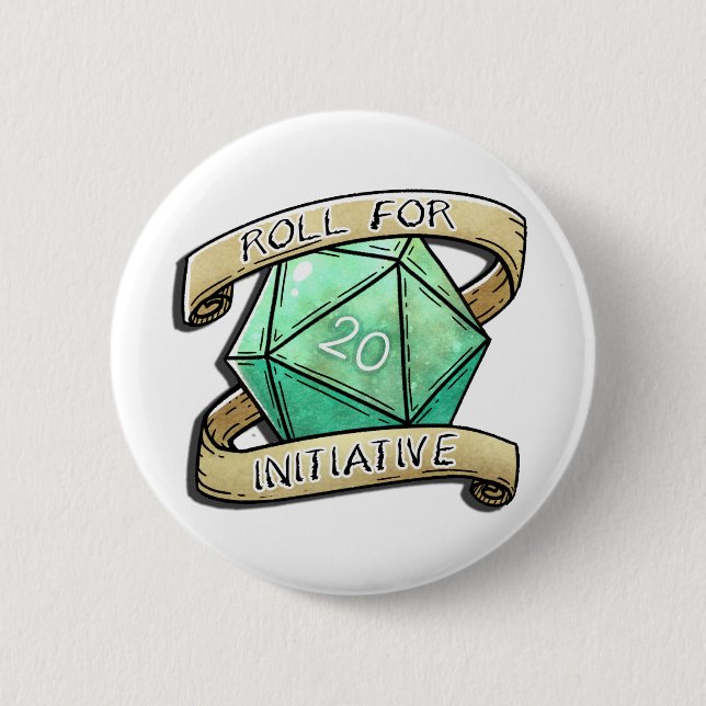 Roll for Initiative 6 Cm Round Badge (Front)