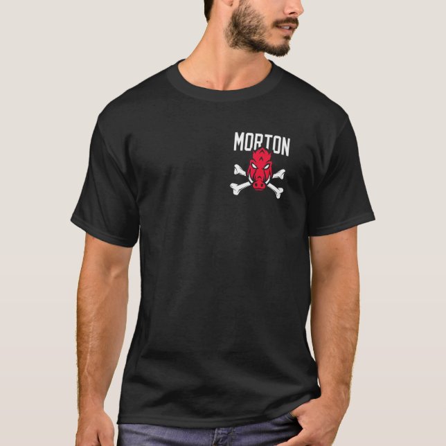 Roll Hogs Morton High Football Potters Crossbones  T-Shirt (Front)