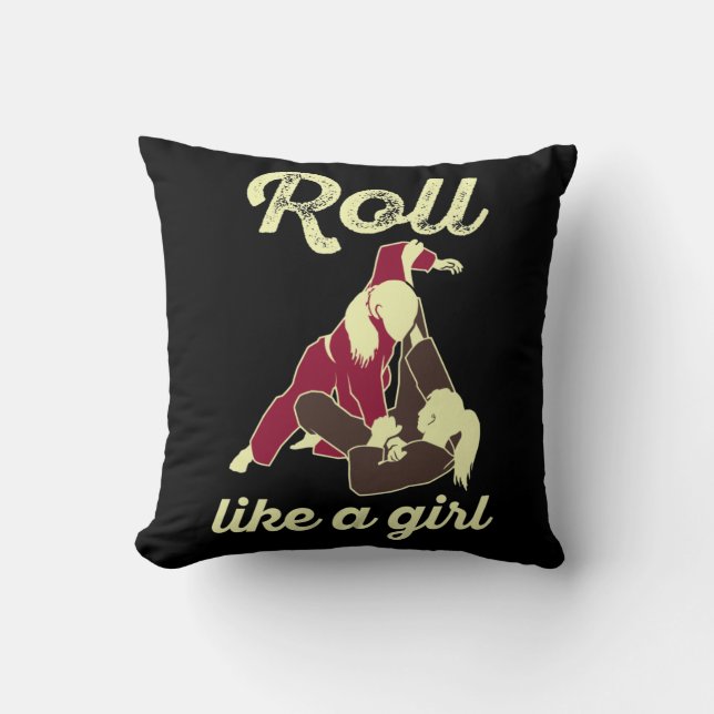 Roll Like a Girl Brazilian Jiu Jitsu BJJ Cushion (Front)