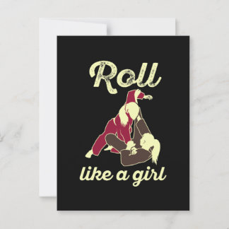 Roll Like a Girl Brazilian Jiu Jitsu BJJ Postcard
