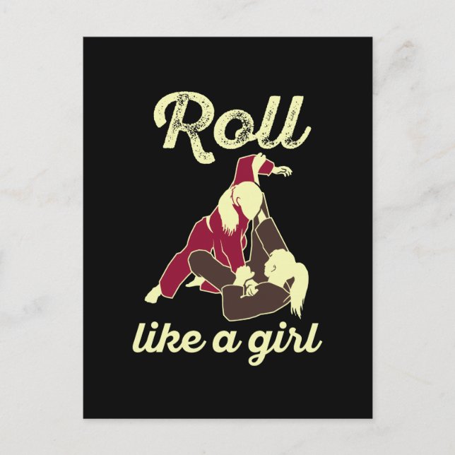 Roll Like a Girl Brazilian Jiu Jitsu BJJ Postcard (Front)