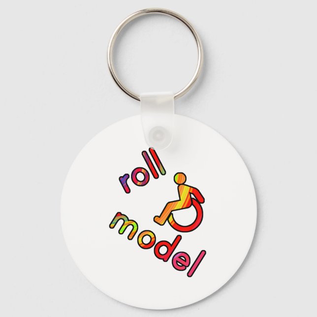 Roll Model - Disability Tees - in bright colours Key Ring (Front)