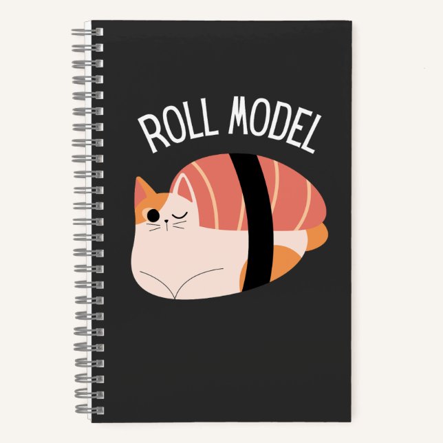 Roll Model Funny Sushi Cat Notebook (Front)
