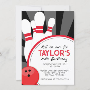 Roll on Over Bowling Party Invitation