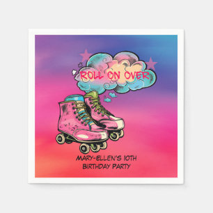 Roll on Over Roller Skate Girl Birthday Party Napkin