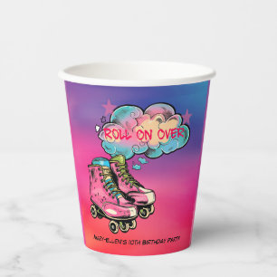 Roll on Over Roller Skate Girl Birthday Party Paper Cups