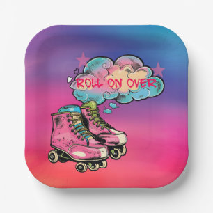Roll on Over Roller Skate Girl Birthday Party Paper Plate