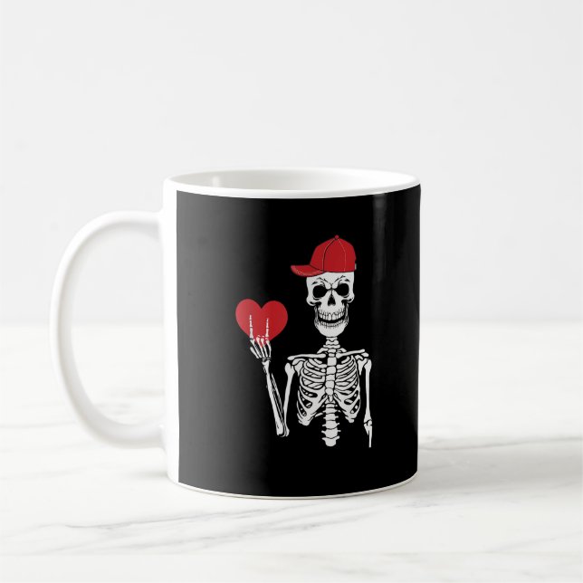 Roll Skeleton Hands Heart Valentines Day Skull Coffee Mug (Left)