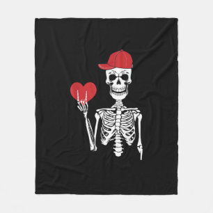 Roll Skeleton Hands Heart Valentines Day Skull Fleece Blanket