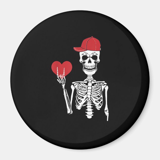 Roll Skeleton Hands Heart Valentines Day Skull Magnet (Front)