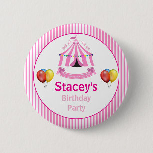 Roll up! Roll up! Circus Birthday Party Pink 6 Cm Round Badge