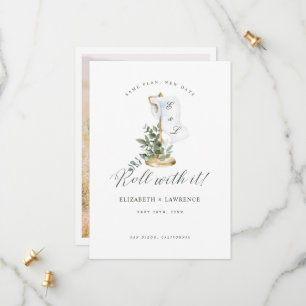 Roll With It Sage Greenery & Toilet Paper Photo Save The Date