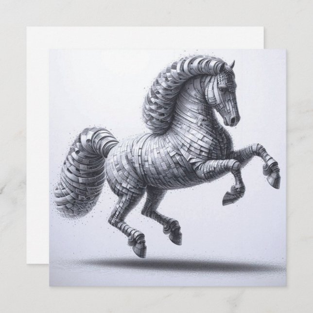 Rolled Magazine Paper Horse Greeting Card (Front/Back)