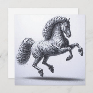 Rolled Magazine Paper Horse Greeting Card