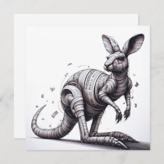 Rolled Magazine Paper Kangaroo Greeting Card