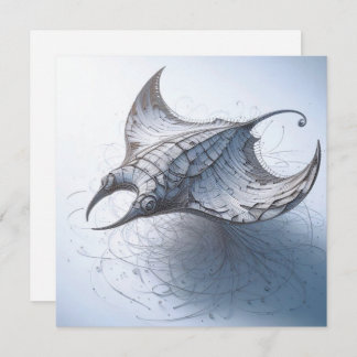 Rolled Magazine Paper Manta-Ray Greeting Card