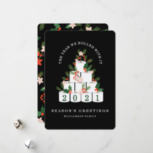 Rolled With It Christmas Toilet Paper Tree Black Holiday Card