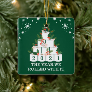 Rolled With It Funny Toilet Paper Christmas Tree Ceramic Ornament