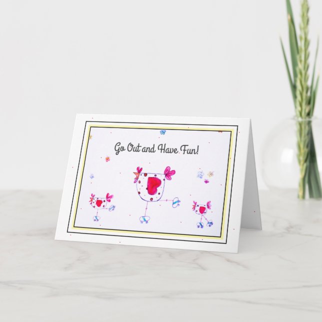 Roller Blade Chickens Birthday Card (Front)