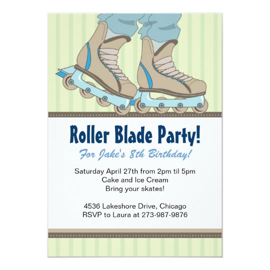 Roller Blade Themed Birthday Party Invitations
