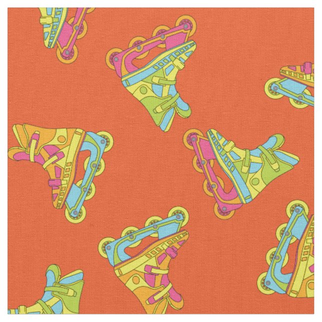 Roller Blades 90's Cute Skates Fabric (Close Up)