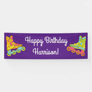 Roller Blades Skates Birthday Party Banner