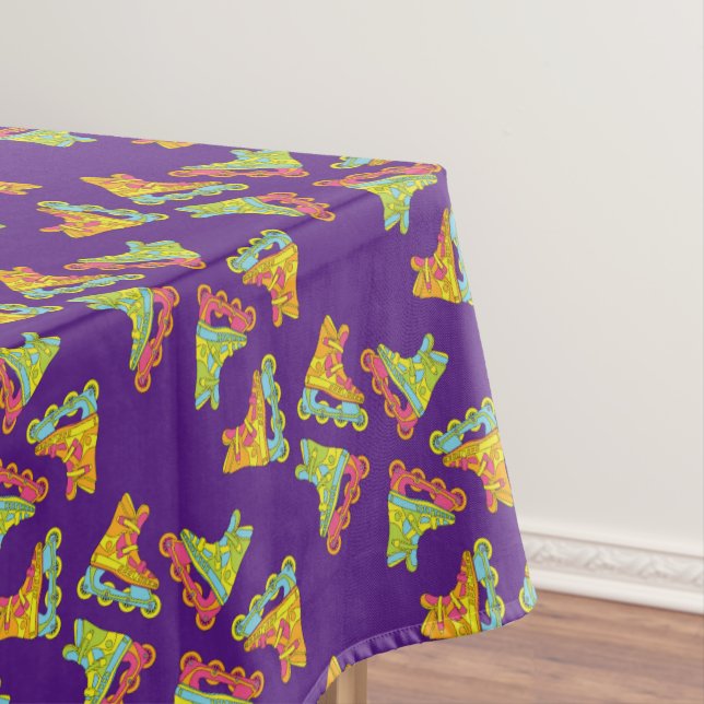 Roller Blades Skates Birthday Party Tablecloth (In Situ)