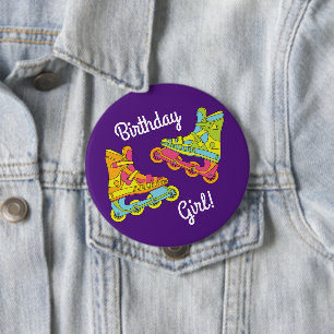 Roller Blades Skates Kids Birthday Party Skating 10 Cm Round Badge