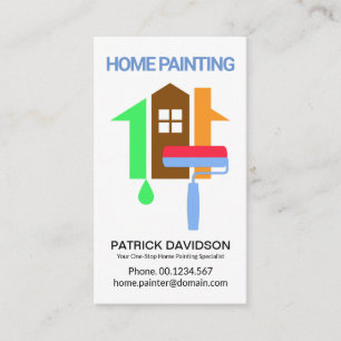 Roller Brush Painting Colourful Home Contractor Business Card