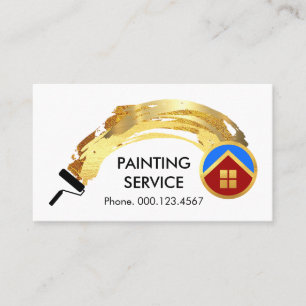 Roller Brush Painting Gold Home Business Card